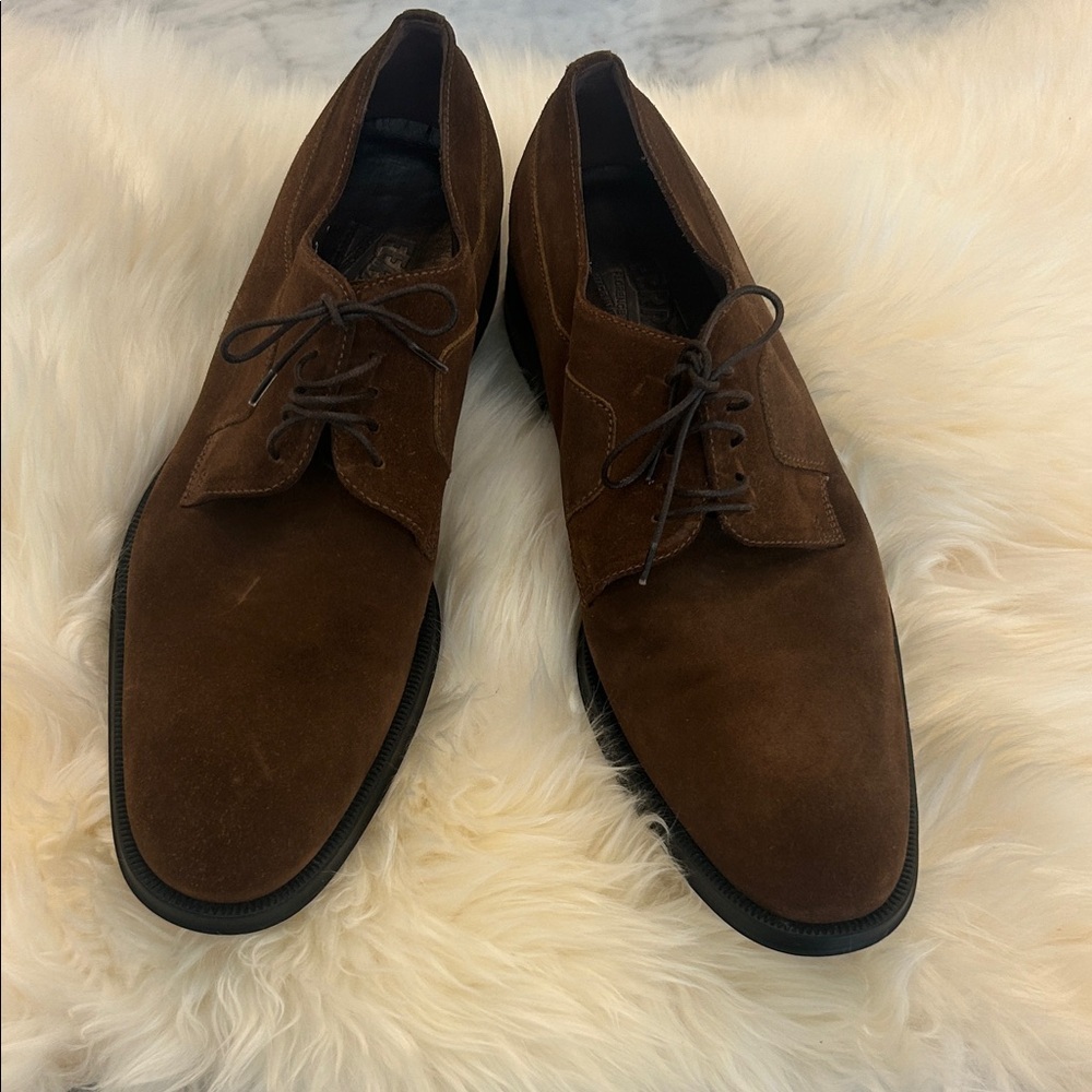 FERRAGAMO Men’s Brown Suede Lace-Up Shoes size I